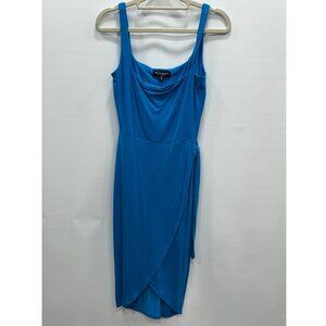 See You Monday Blue Sleeveless Square Neck Soft Stretch Fitted Bodycon Dress Med